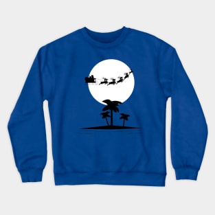 Santa Flying Over a Tropical Island Crewneck Sweatshirt